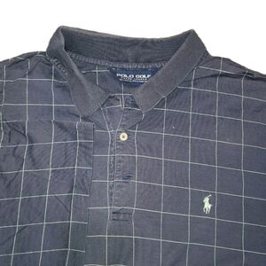 Ralph Lauren Ponte Vendra Inn & Club Polo Golf Shirt Mens Xl Blue Check Cotton